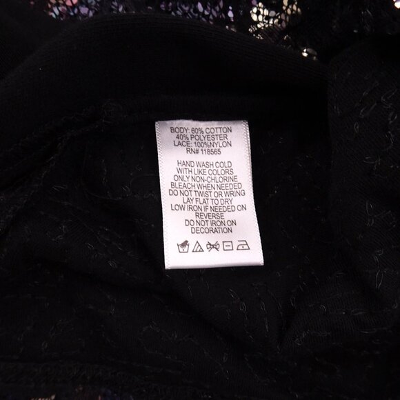 NWT Quacker Factory Sequin Lace t-shirt Medium Black Silver Blue New Year's Eve - Picture 6 of 7